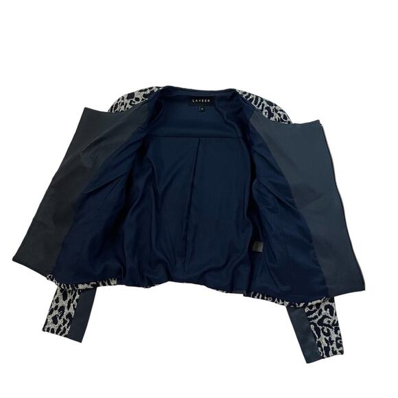 LAVEER Moto Jacket - Animal Print - Wool Cotton Leather - Black - Gray - Size 12 - Picture 4 of 6